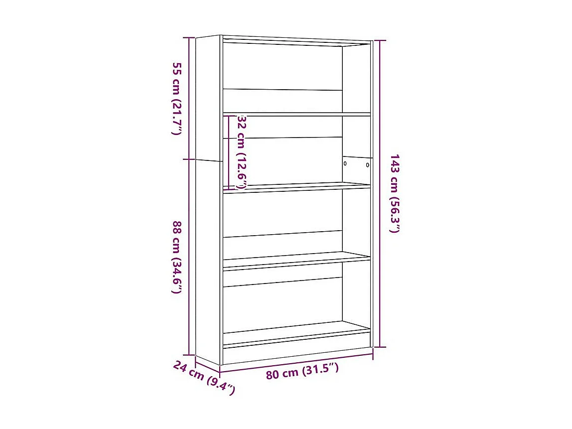 Bibliothèque chêne marron 80x24x143 bois d'ingénierie