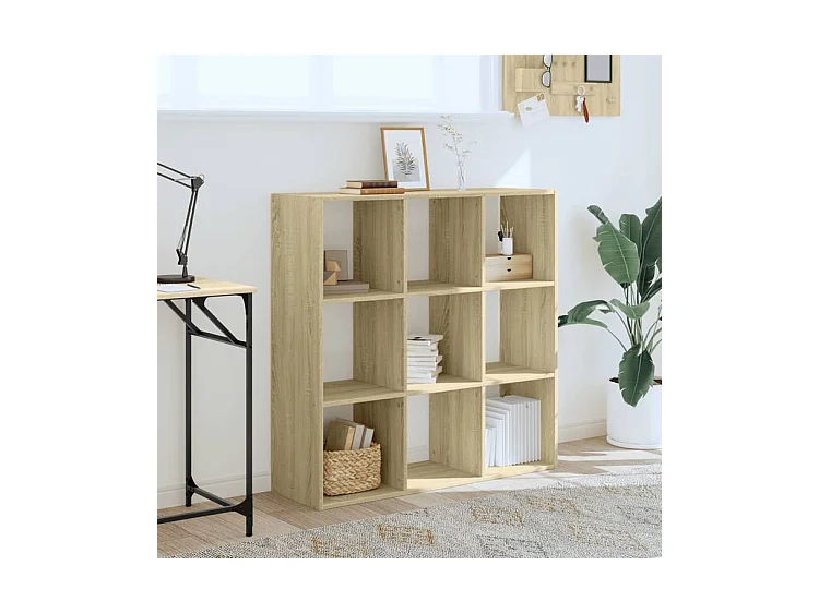 Bibliothèque chêne sonoma 102x32x102 bois d'ingénierie