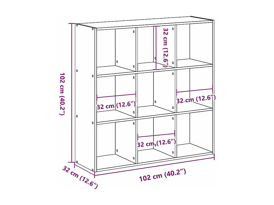 Bibliothèque chêne sonoma 102x32x102 bois d'ingénierie