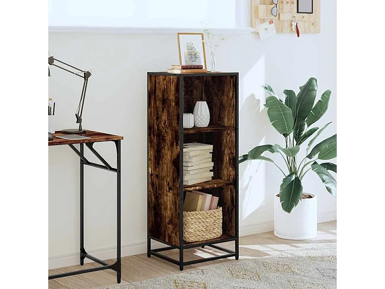 Bibliothèque chêne fumé 40x35x107,5 bois d'ingénierie