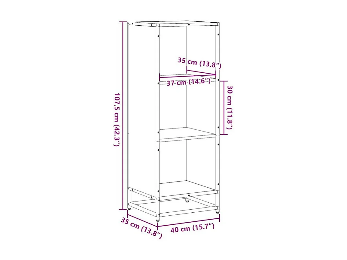 Bibliothèque chêne fumé 40x35x107,5 bois d'ingénierie