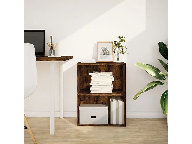 Bibliothèque chêne fumé 60x30x77 bois d'ingénierie