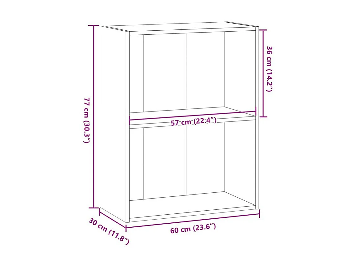 Bibliothèque chêne fumé 60x30x77 bois d'ingénierie