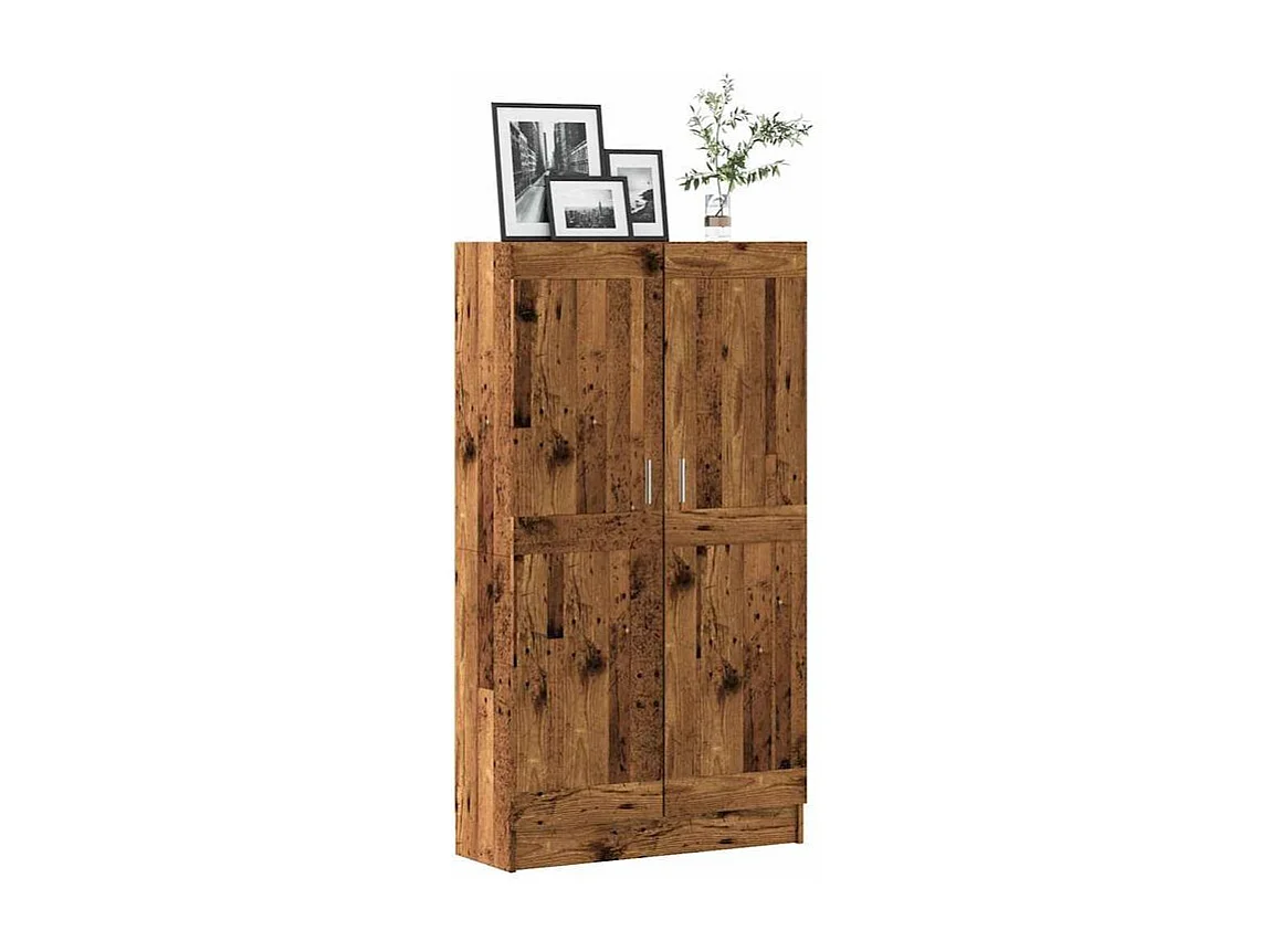 Armoire multifonction mi hauteur 2 portes Kala 82cm - Solution gain de place-Marron noisette