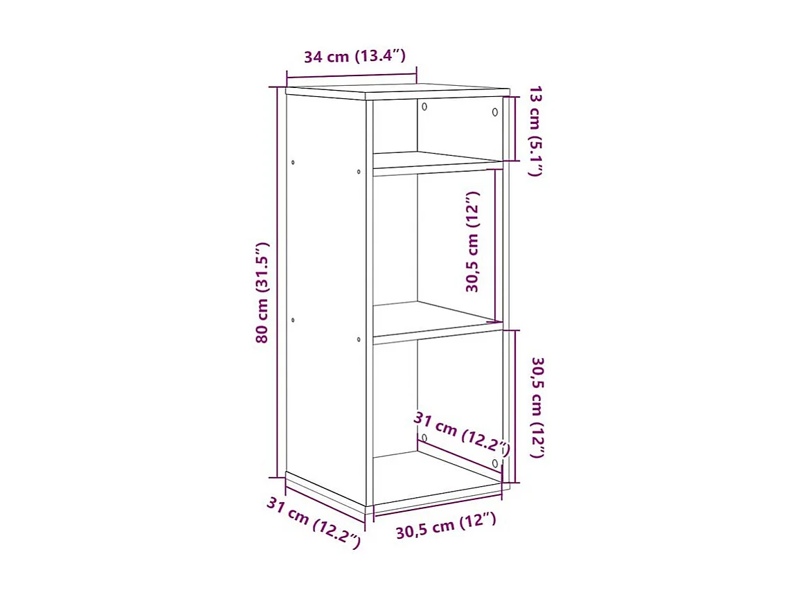 Bibliothèque noir 34x31x80 bois d'ingénierie