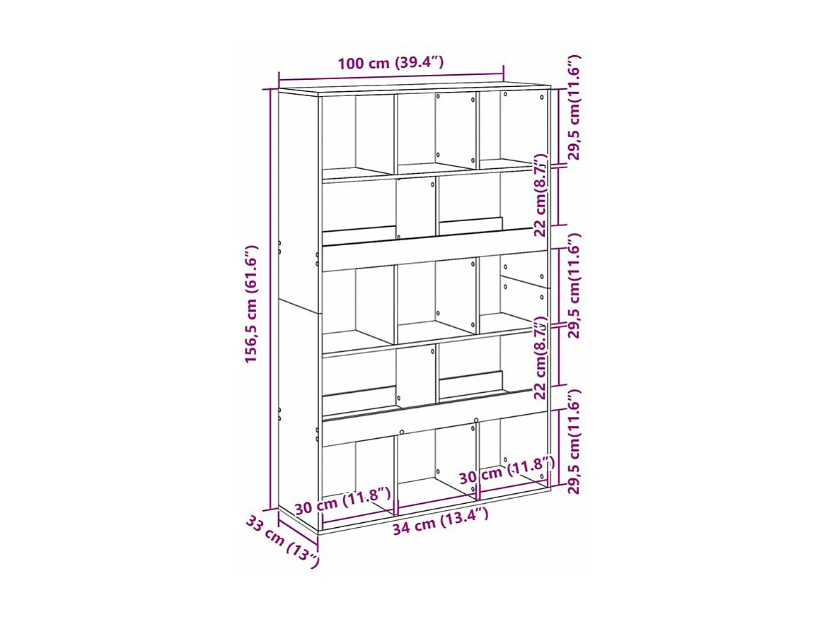 Bibliothèque gris béton 100x33x156,5 bois d'ingénierie