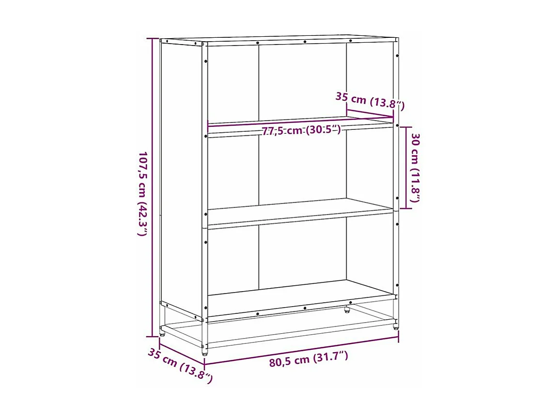 Bibliothèque sonoma gris 80,5x35x107,5 bois d'ingénierie