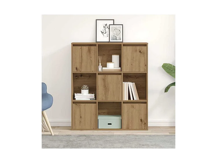 Meuble de rangement Kate 89cm - 4 niches 5 portes-Couleur Marron clair