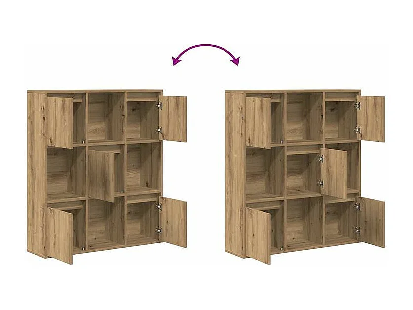 Meuble de rangement Kate 89cm - 4 niches 5 portes-Couleur Marron clair