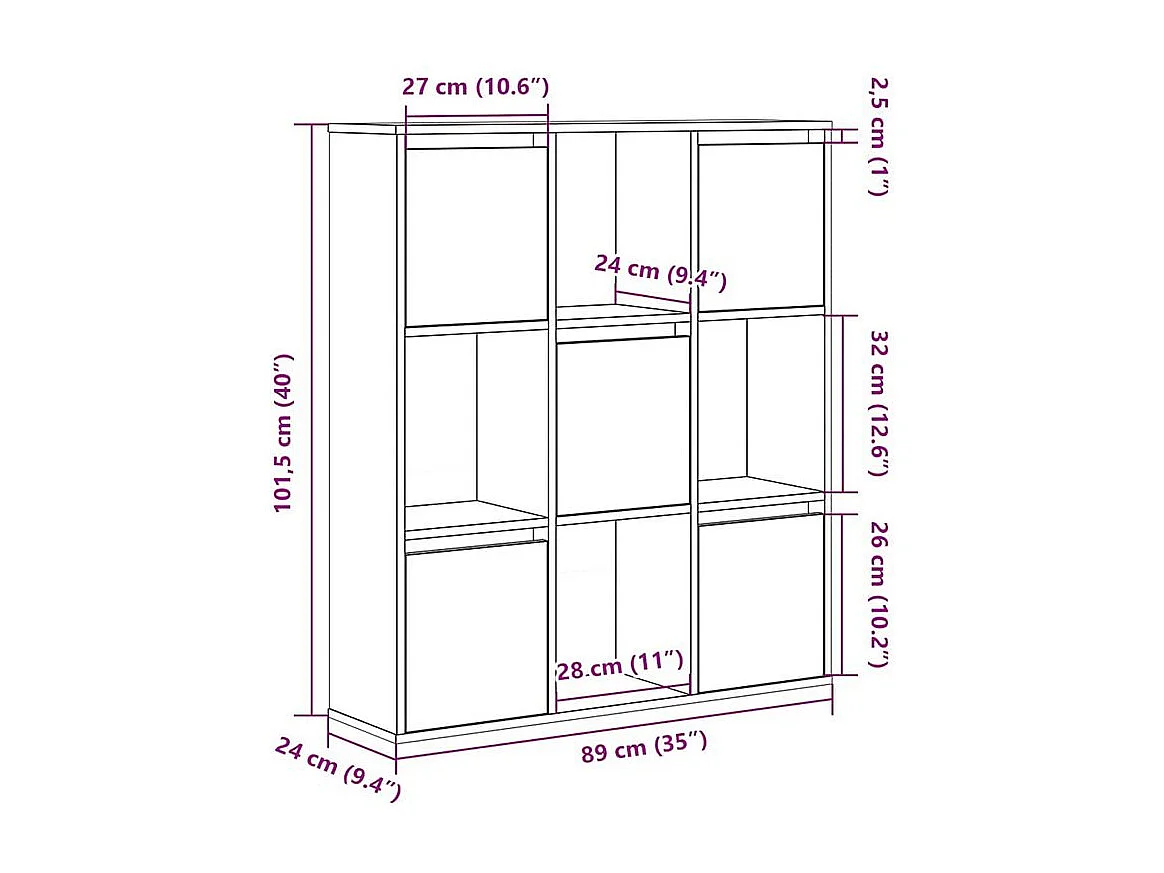 Meuble de rangement Kate 89cm - 4 niches 5 portes-Couleur Marron clair