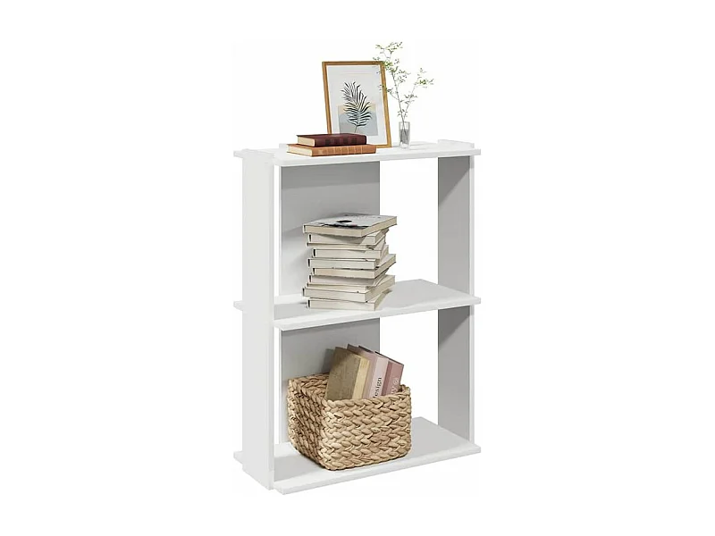 Bibliothèque à 3 niveaux blanc 60x30x80 bois d'ingénierie