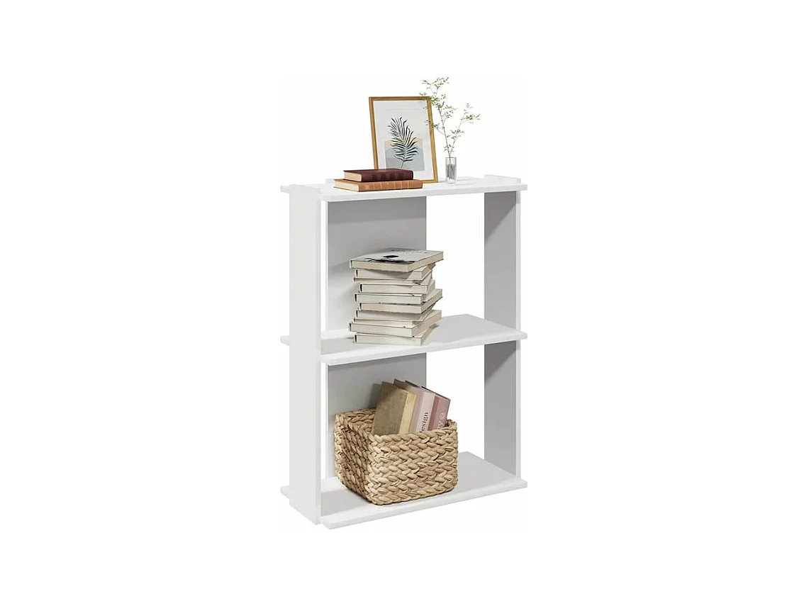 Bibliothèque à 3 niveaux blanc 60x30x80 bois d'ingénierie