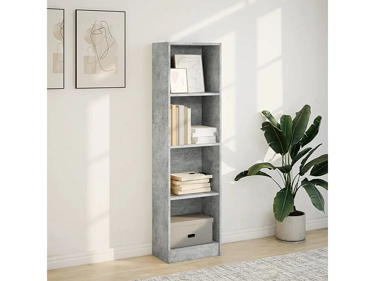 Bibliothèque gris béton 40x24x143 bois d'ingénierie