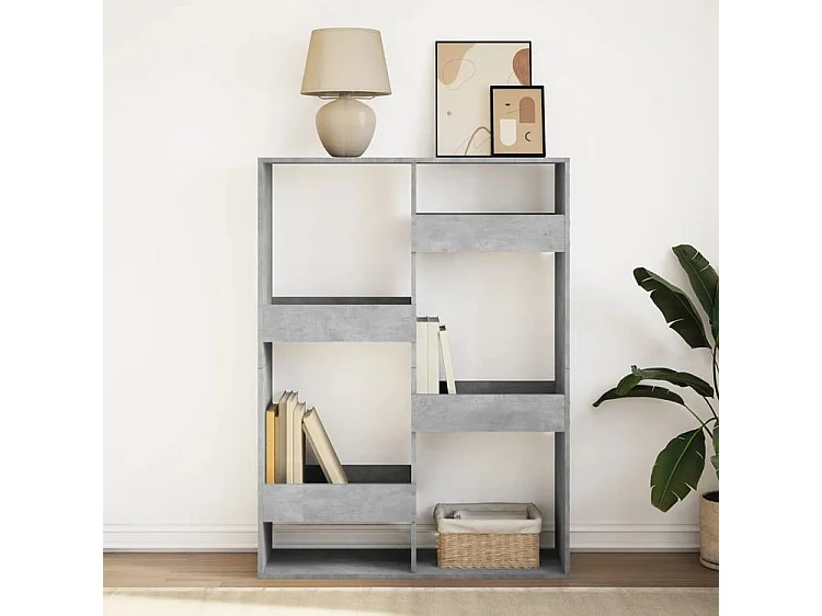 Bibliothèque gris béton 100x33x135 bois d'ingénierie