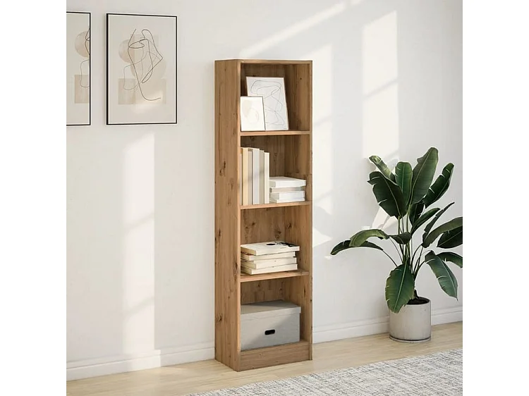 Bibliothèque chêne artisanal 40x24x143 bois d'ingénierie