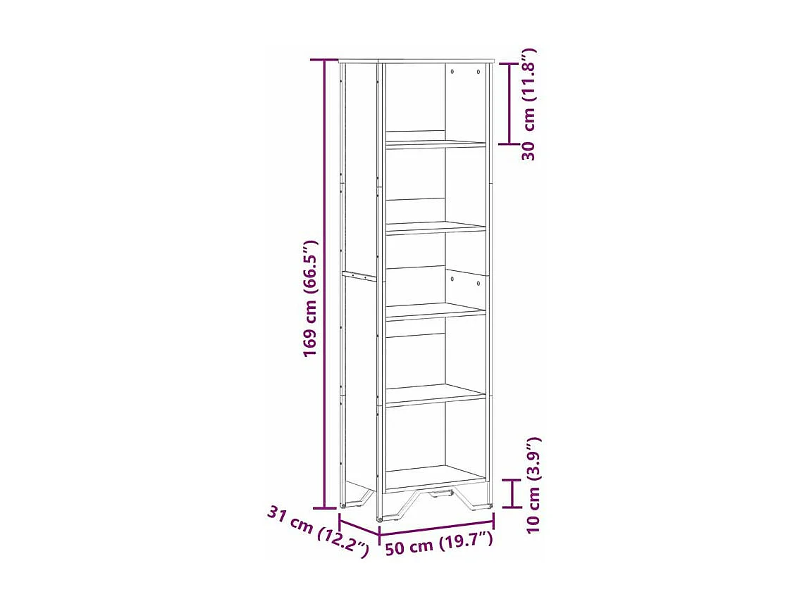 Bibliothèque chêne sonoma 50x31x169 bois d'ingénierie