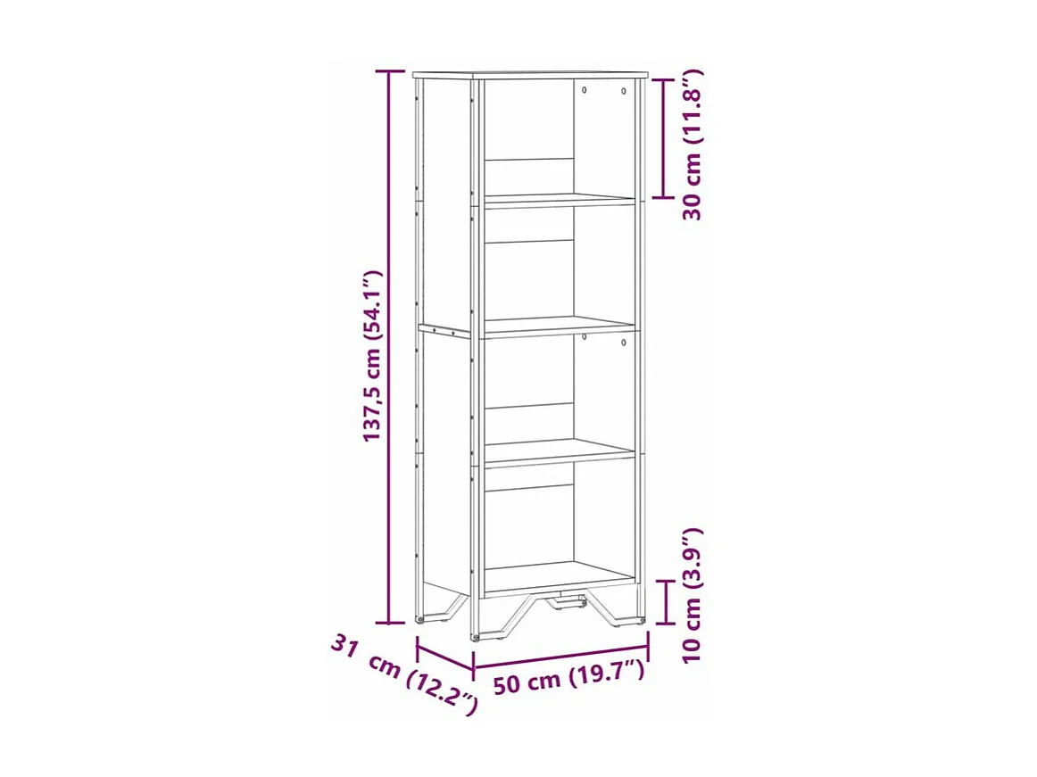 Bibliothèque chêne sonoma 50x31x137,5 bois d'ingénierie