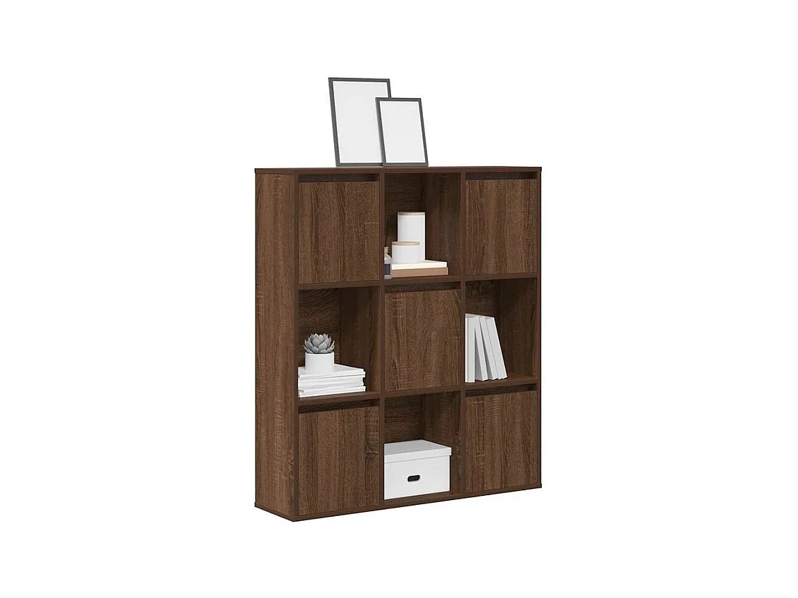 Meuble de rangement Kate 89cm - 4 niches 5 portes-Couleur Noyer