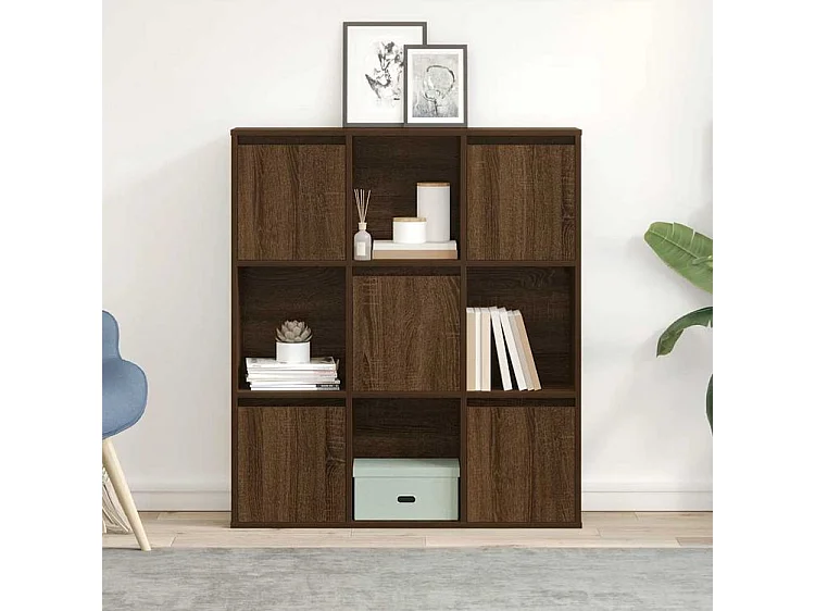 Meuble de rangement Kate 89cm - 4 niches 5 portes-Couleur Noyer