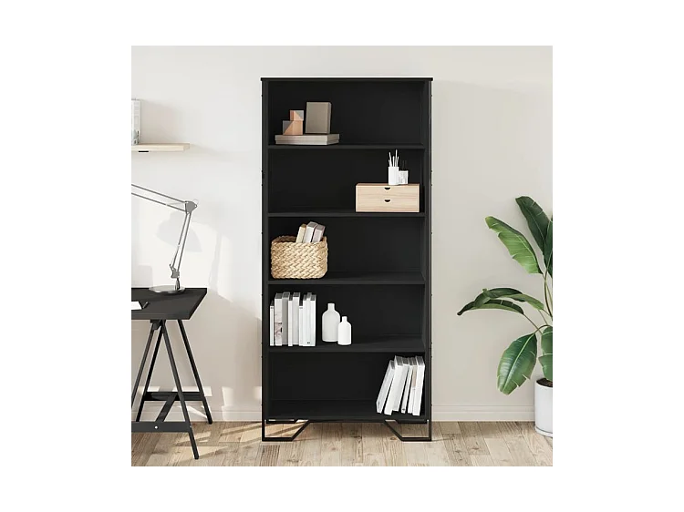 Bibliothèque noir 80x31x169 bois d’ingénierie