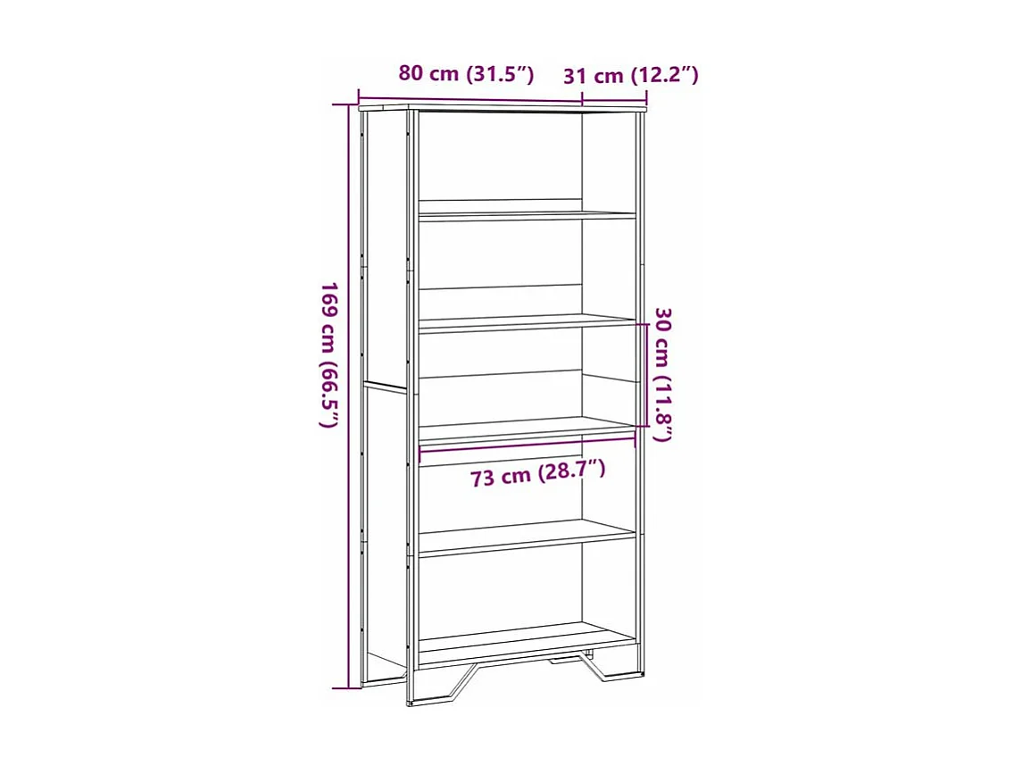 Bibliothèque noir 80x31x169 bois d’ingénierie