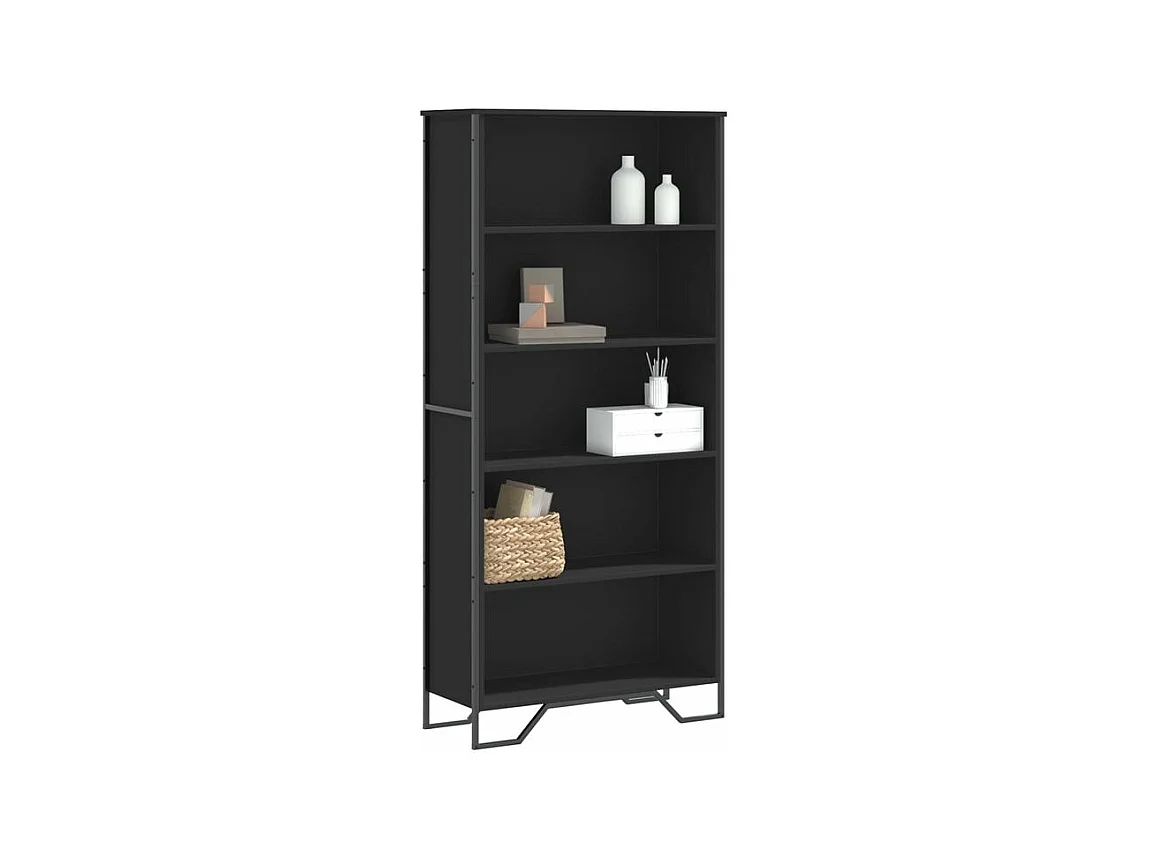 Bibliothèque noir 80x31x169 bois d’ingénierie
