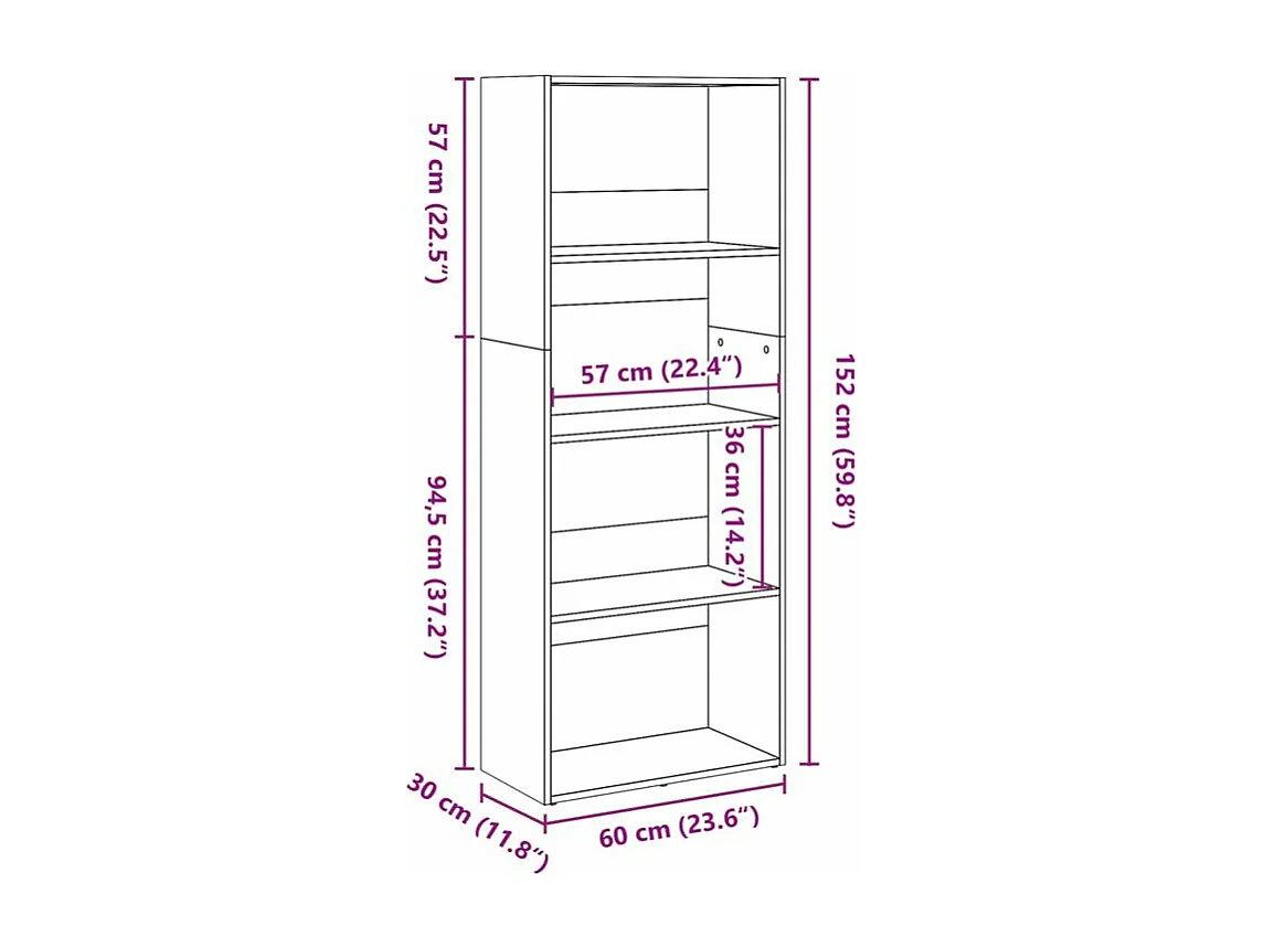 Bibliothèque chêne sonoma 60x30x152 bois d'ingénierie