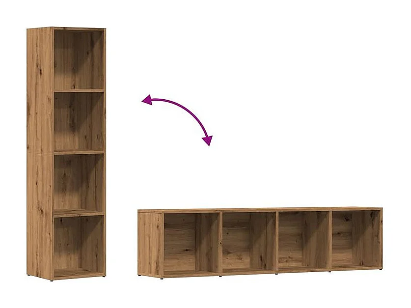 Bibliothèque chêne artisanal 36x30x114 bois d'ingénierie