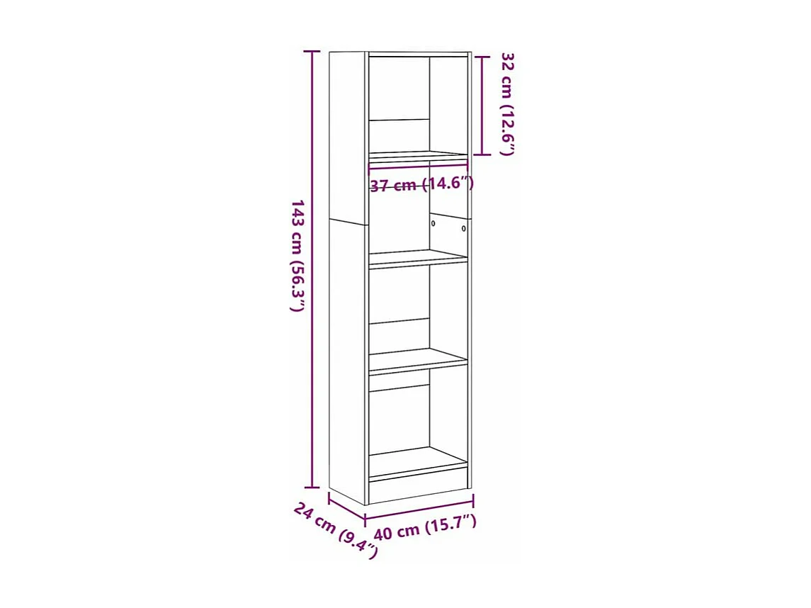 Bibliothèque blanc 40x24x143 bois d'ingénierie