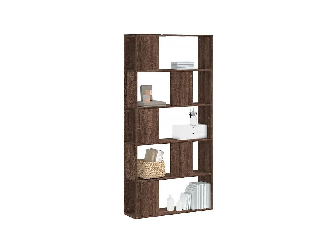 Bibliothèque 5 niveaux chêne marron bois ingénierie