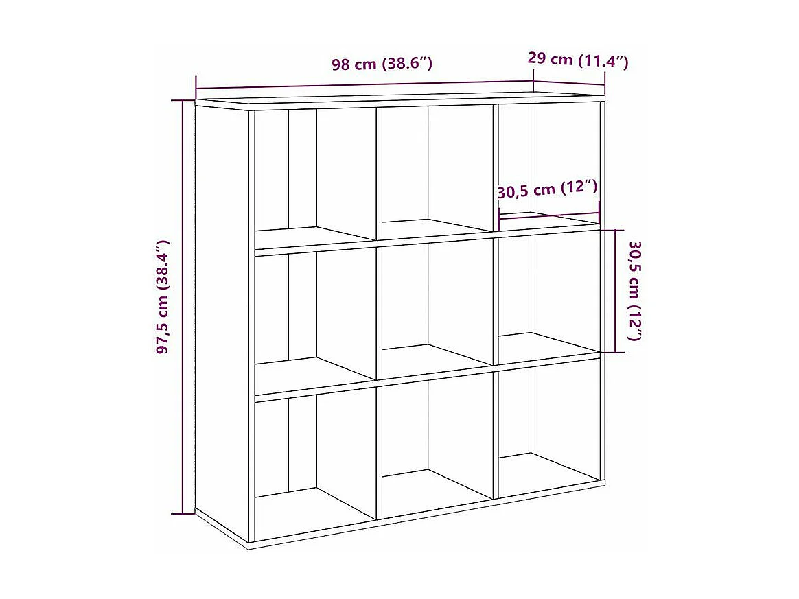 Armoire à livres vieux bois 98x29x97,5