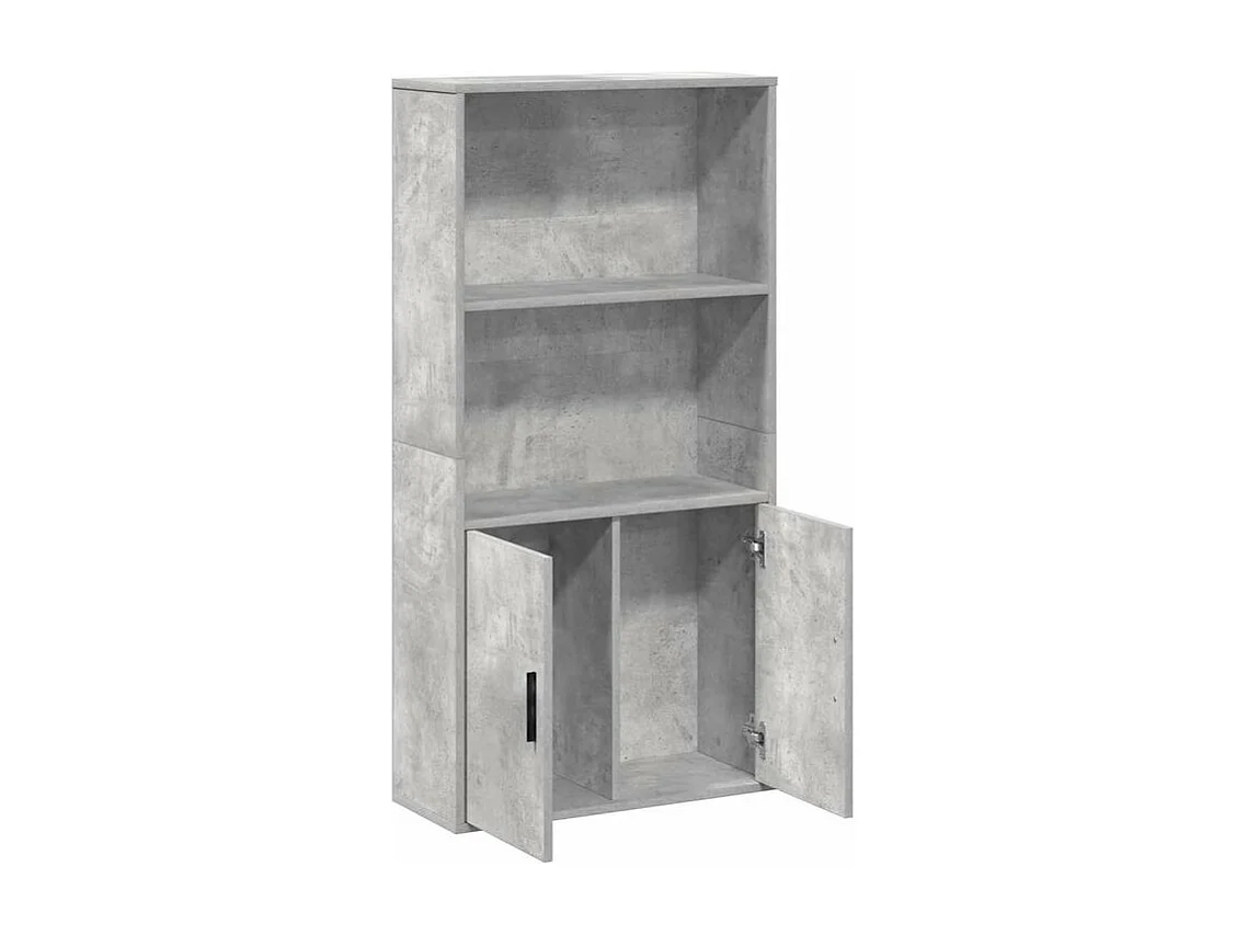 Bibliothèque gris béton 60x24x120 bois d'ingénierie