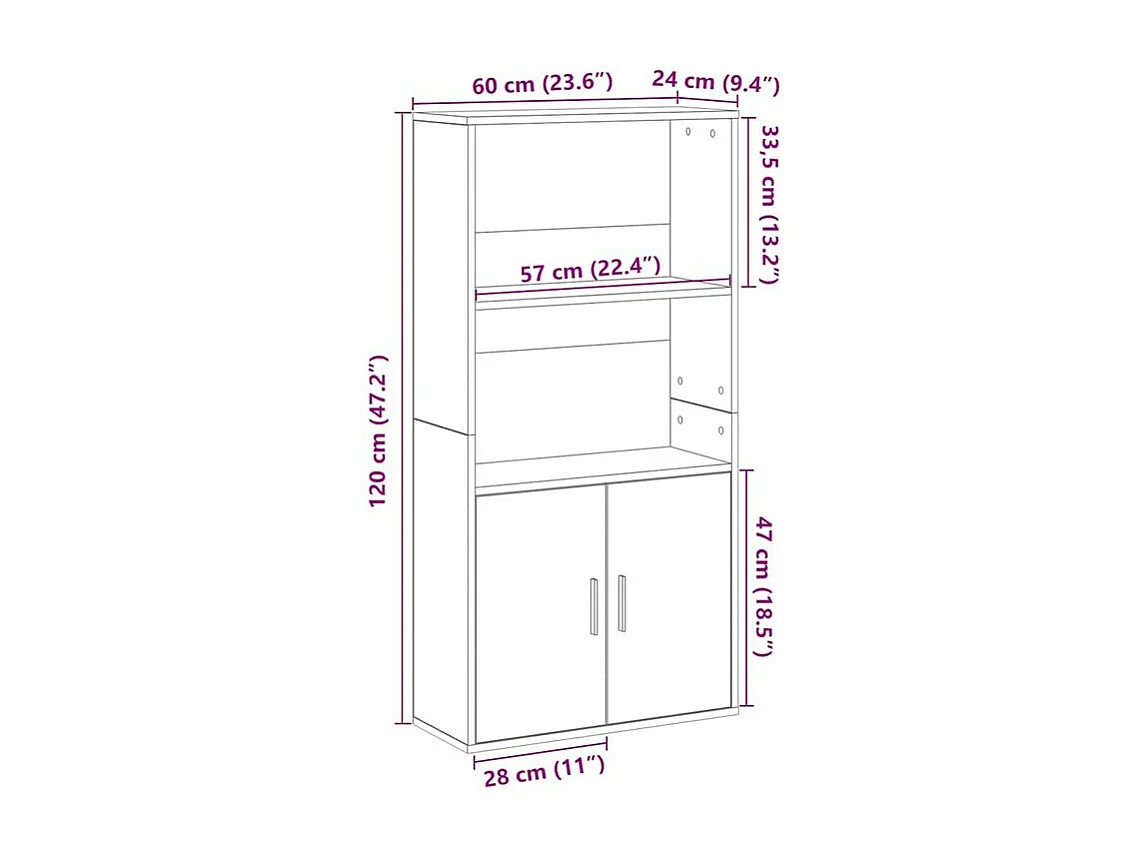 Bibliothèque chêne marron 60x24x120 bois d'ingénierie