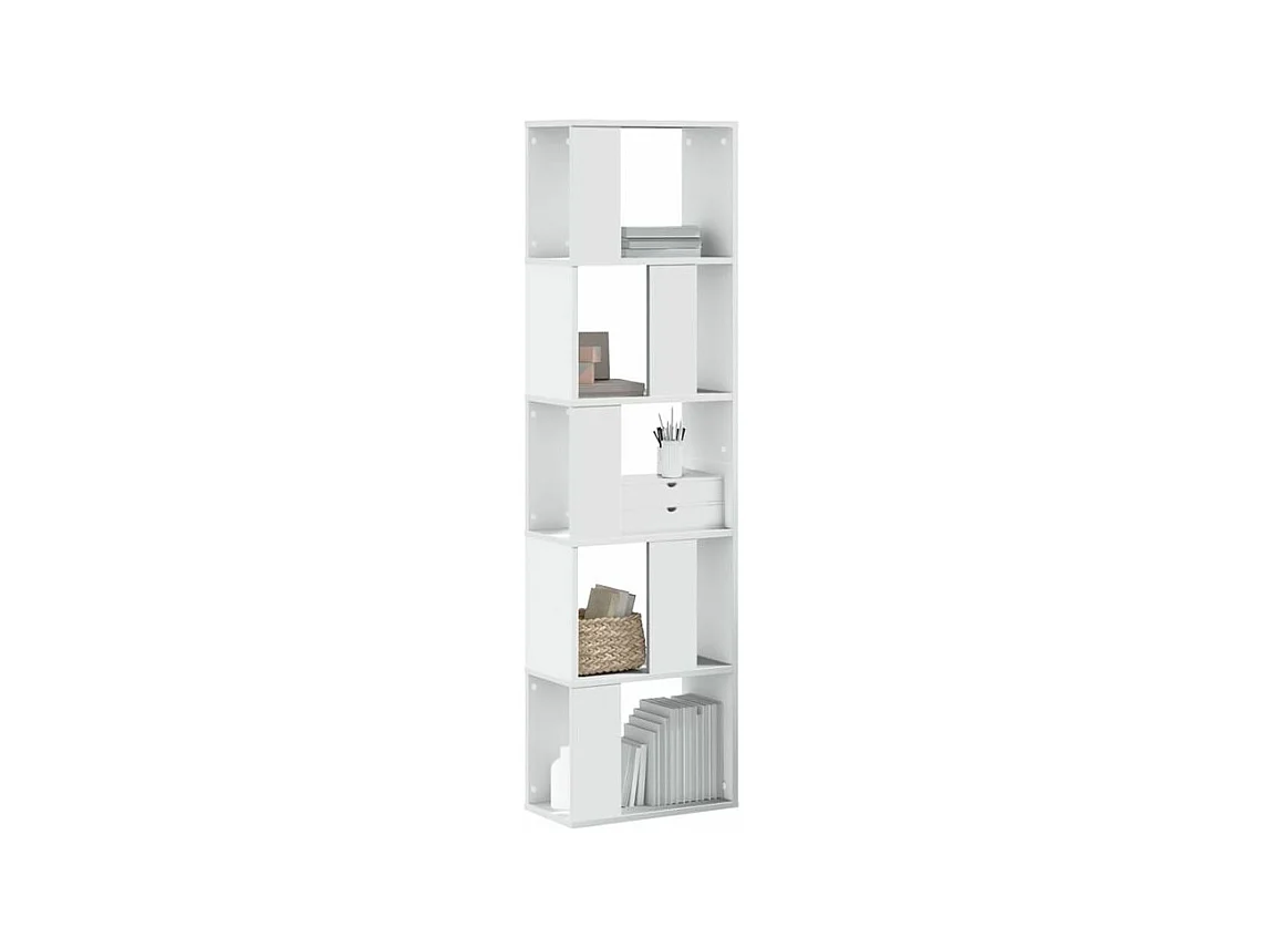 Bibliothèque 5 niveaux blanc 45x23,5x162,5 bois d'ingénierie