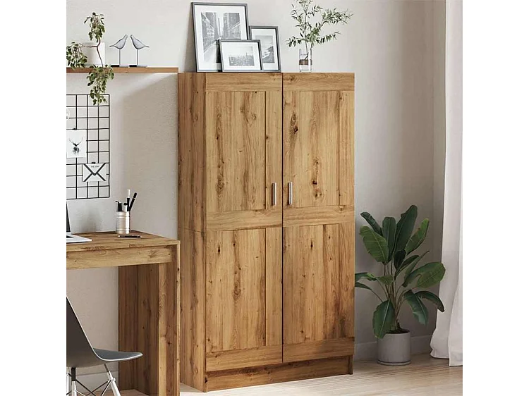 Bibliothèque chêne artisanal 82,5x30,5x150 bois d'ingénierie