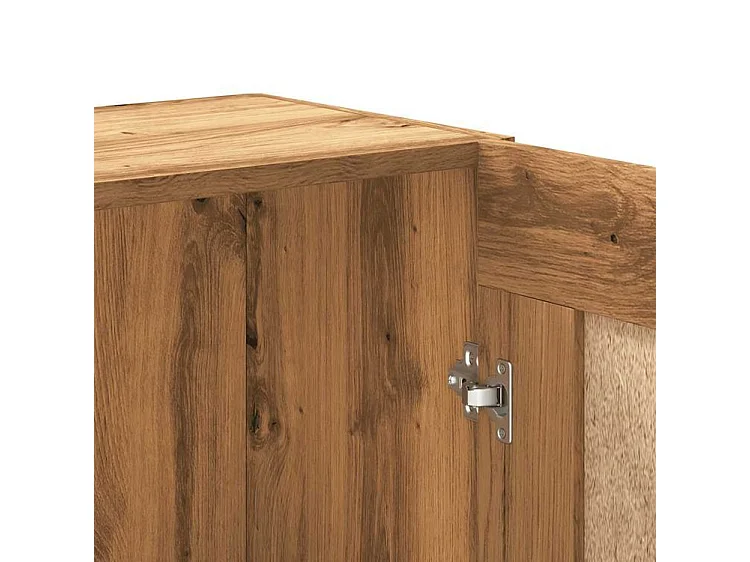 Armoire multifonction mi hauteur 2 portes Kala 82cm - Solution gain de place-Marron clair
