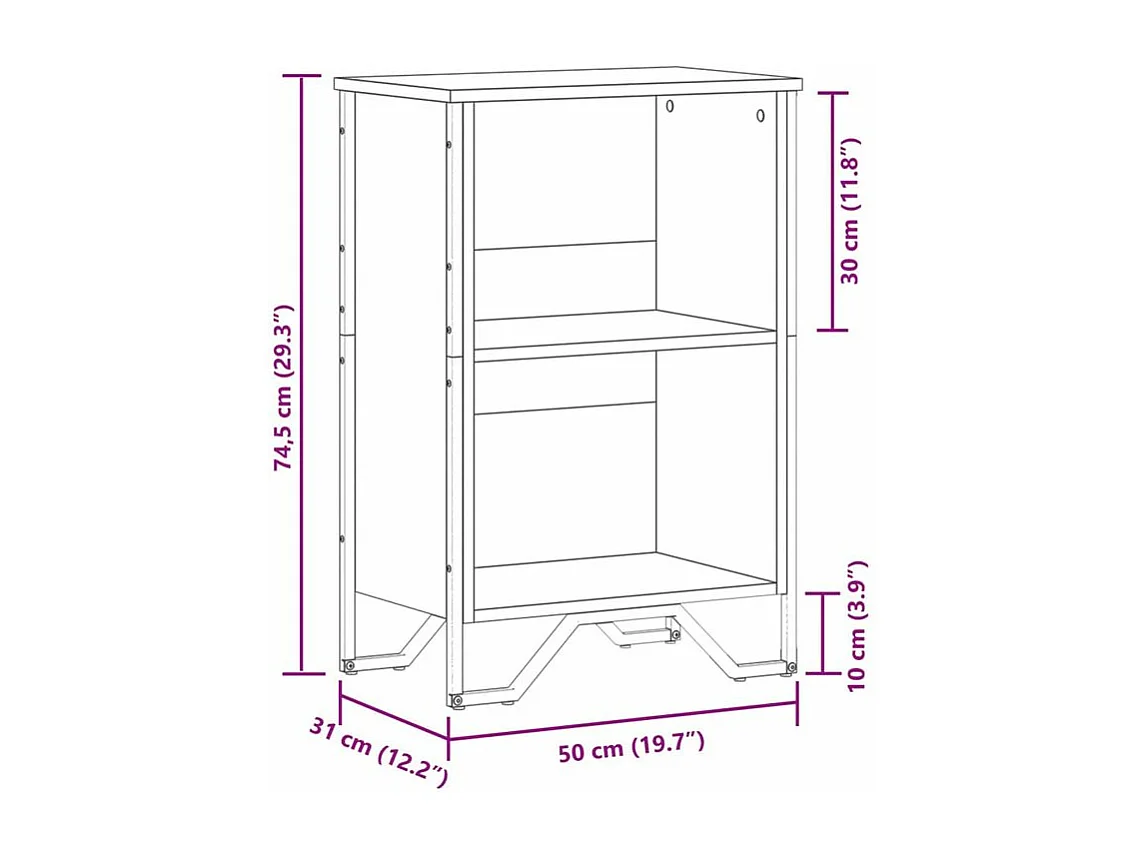 Bibliothèque chêne fumé 50x31x74,5 bois d'ingénierie