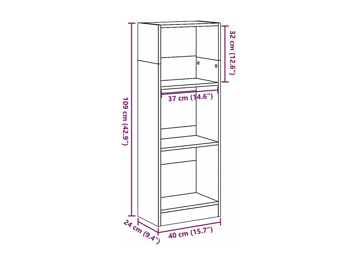 Bibliothèque chêne marron 40x24x109 bois d'ingénierie