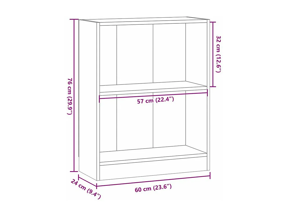 Bibliothèque vieux bois 60x24x76 bois d'ingénierie
