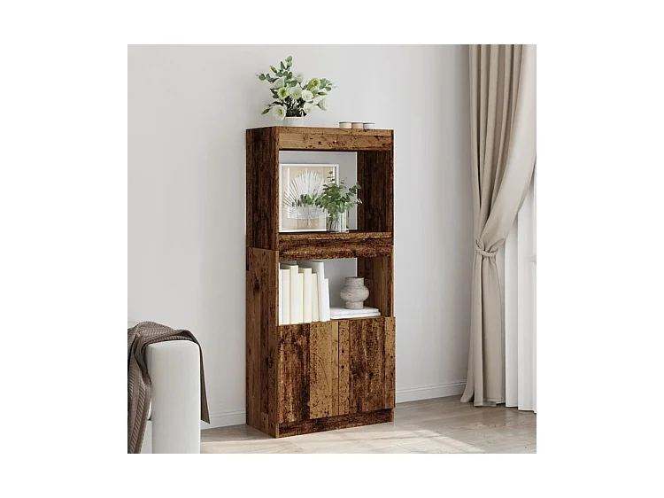 Buffet haut vieux bois 63x33x140 bois d'ingénierie