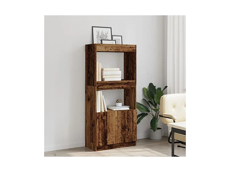 Buffet haut vieux bois 63x33x140 bois d'ingénierie