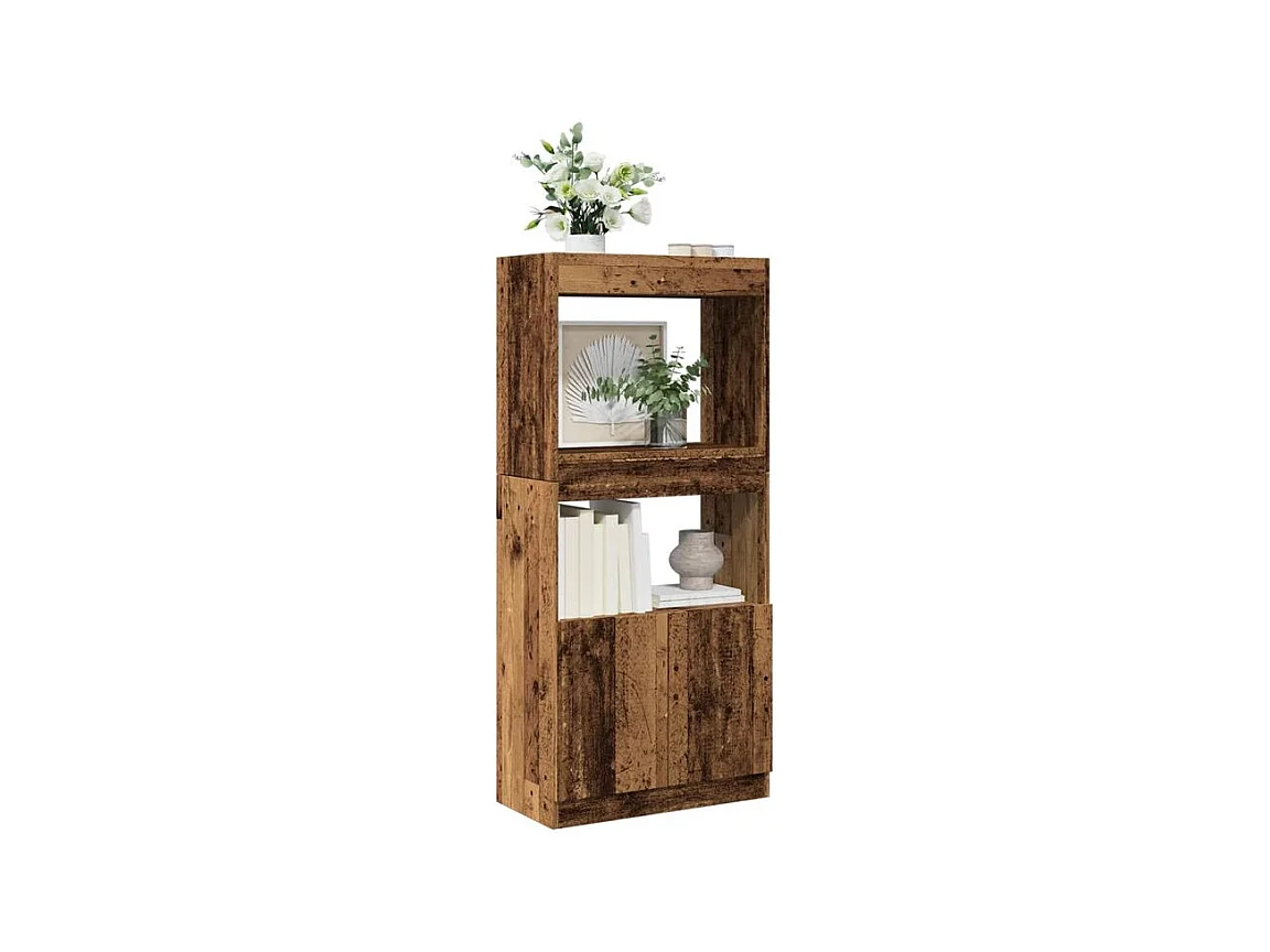 Buffet haut vieux bois 63x33x140 bois d'ingénierie