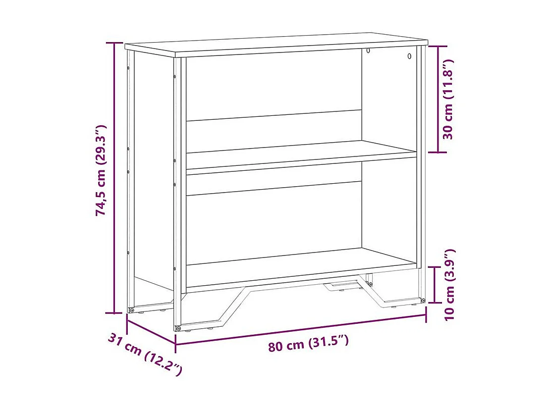 Bibliothèque chêne fumé 80x31x74,5 bois d'ingénierie