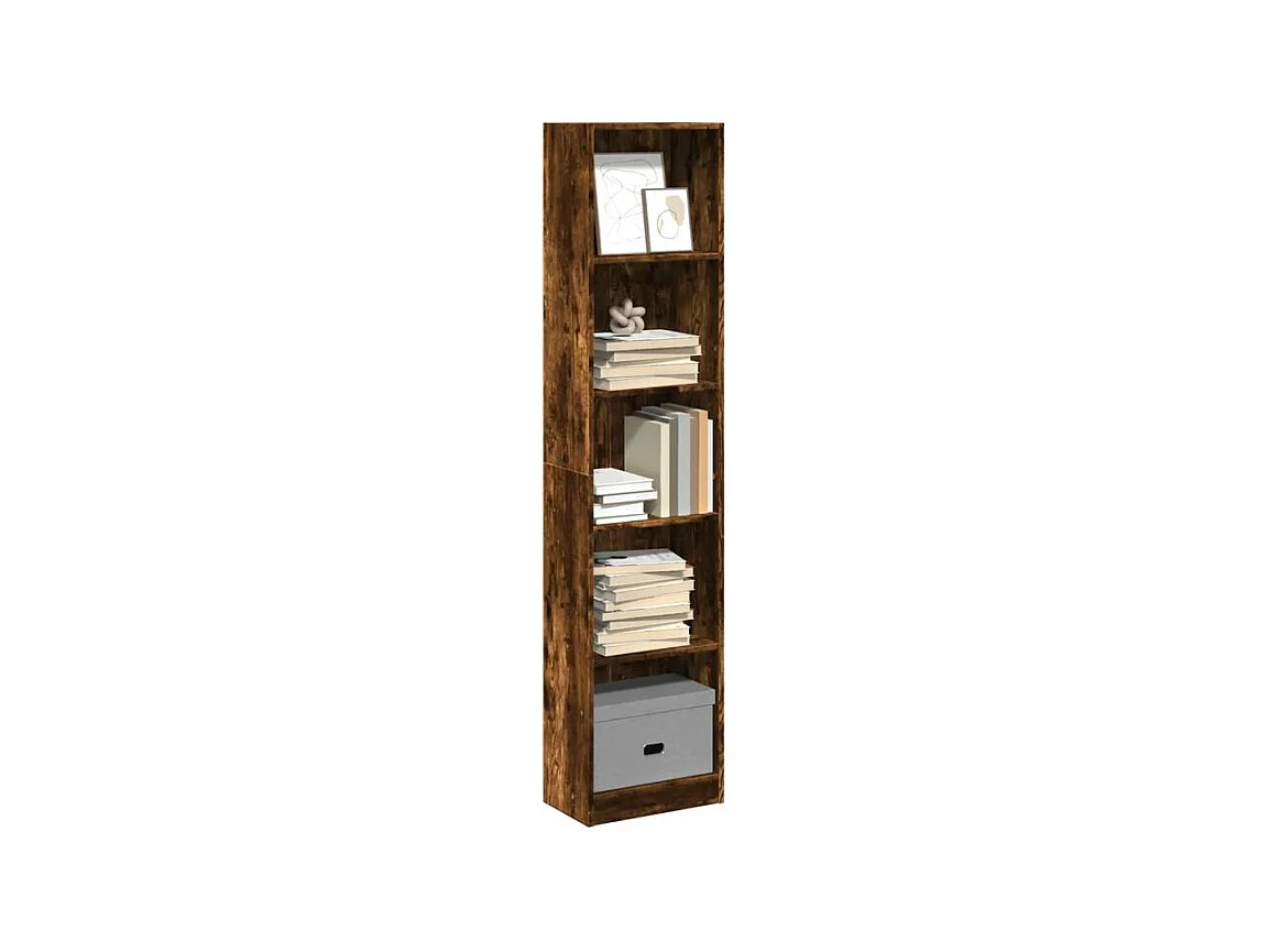 Bibliothèque chêne fumé 40x24x176 bois d'ingénierie
