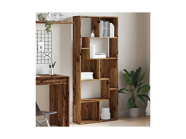 Bibliothèque vieux bois 67x24x161 bois d'ingénierie