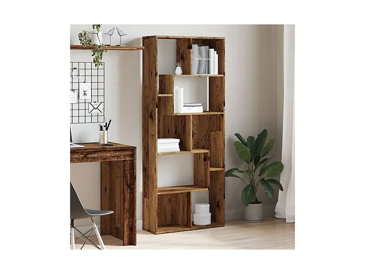 Bibliothèque vieux bois 67x24x161 bois d'ingénierie