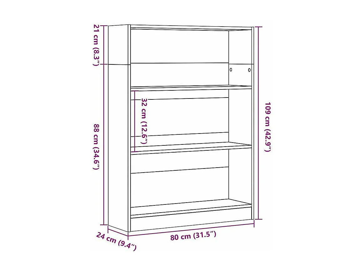 Bibliothèque blanc 80x24x109 bois d'ingénierie