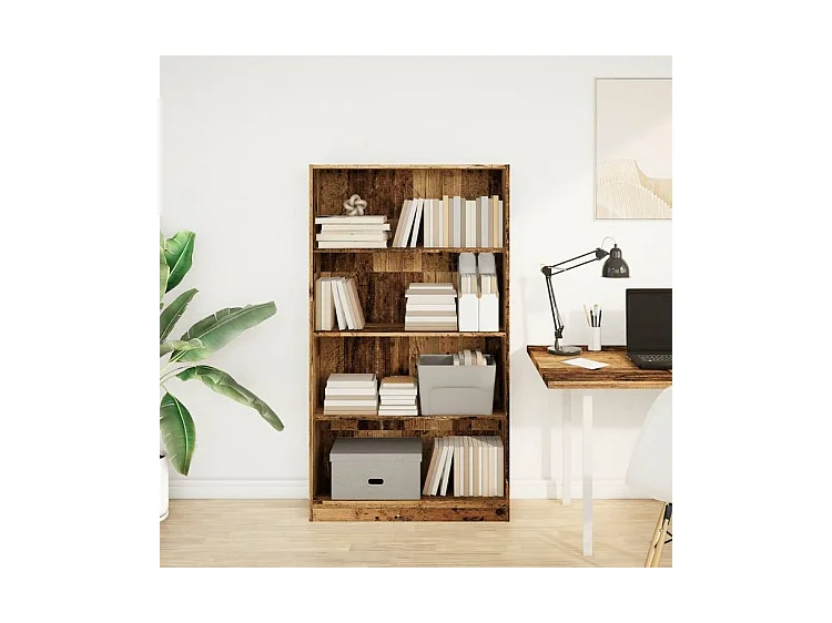 Bibliothèque vieux bois 80x24x143 bois d'ingénierie