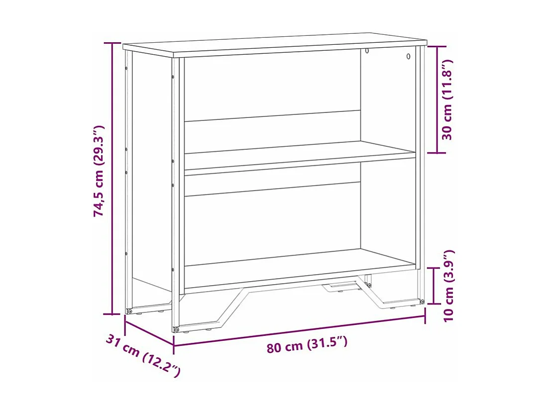 Bibliothèque chêne marron 80x31x74,5 bois d'ingénierie