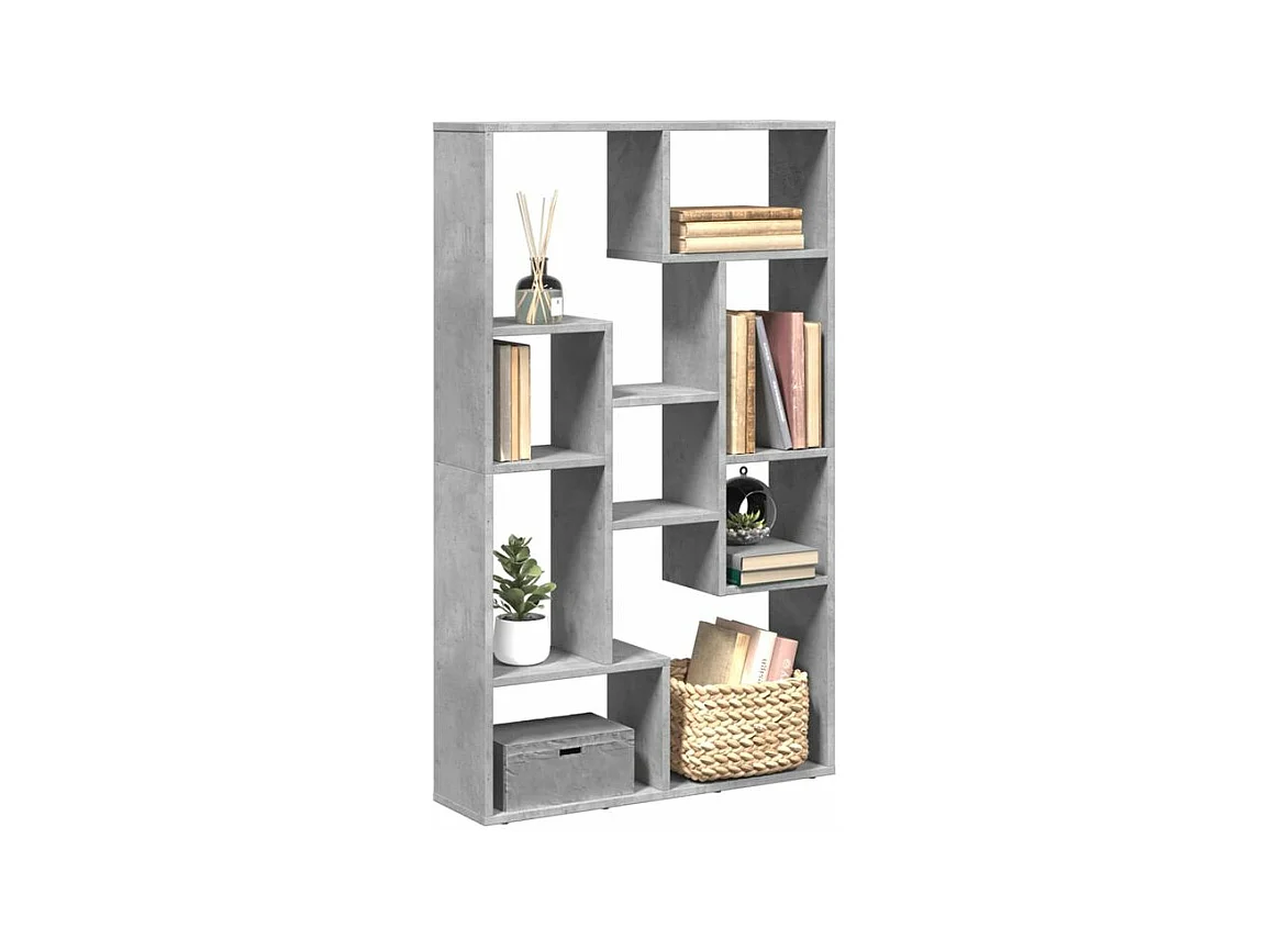 Bibliothèque gris béton 72x20x120 bois d'ingénierie